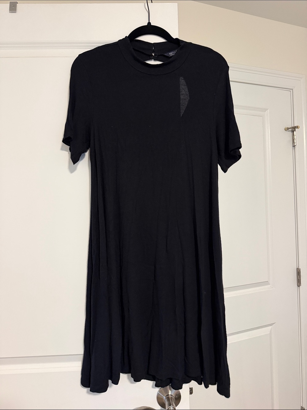Classic Black Short-Sleeve Swing Dress